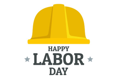 Labor day yellow helmet logo icon, flat style