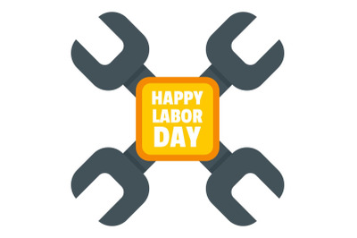 Happy labor day keys logo icon, flat style