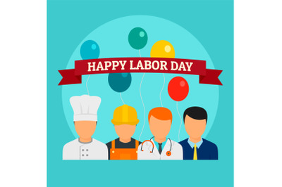 Happy labor day holiday background, flat style