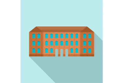 Historical vintage old building icon, flat style