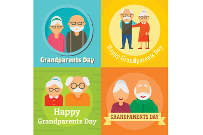 Grandparents day granny concept set, flat style