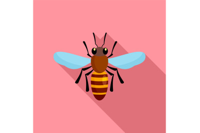 Bee queen of insect icon, flat style