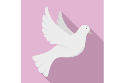 White pigeon of peace icon, flat style