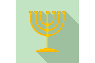 Gold stand for candle icon, flat style