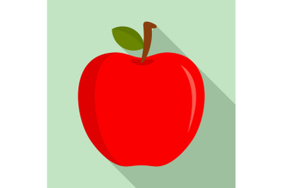 Eco fresh red apple icon, flat style