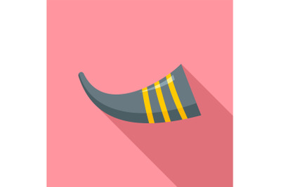 Corn trumpet song instrument icon, flat style