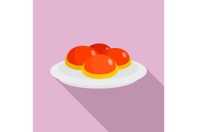 Sweet jewish bakery on plate icon, flat style