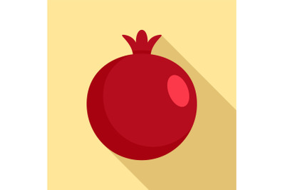 Red fresh eco pomegranate icon, flat style