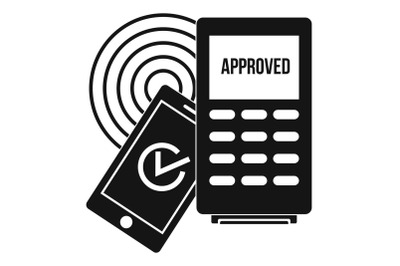 Approved terminal payment icon, simple style