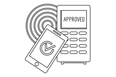 Approved terminal payment icon, outline style