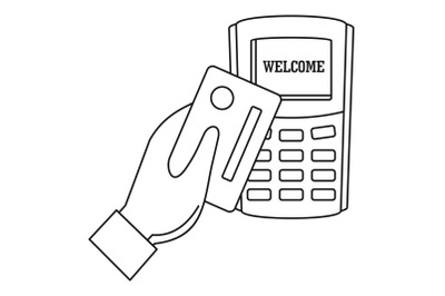 Pay credit card icon, outline style