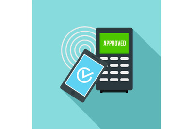 Smartphone payment nfc device icon, flat style