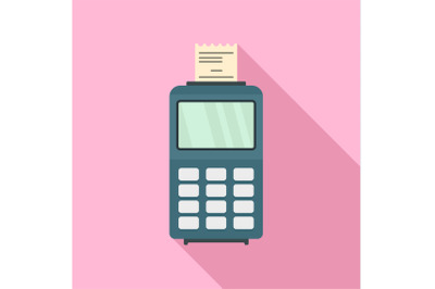 Credit card payment terminal icon, flat style
