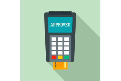 Payment approved credit card icon, flat style
