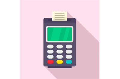 Payment bank terminal paper icon, flat style