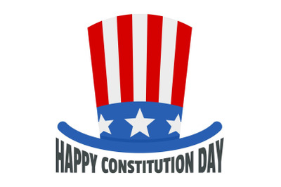 Usa hat constitution day logo icon, flat style