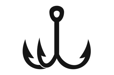 Triple fish hook icon, simple style