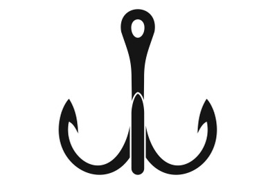 Winter fishing hook icon, simple style