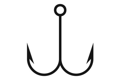 Double fish hook icon, simple style