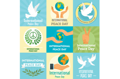 International Day of Peace concept set, flat style