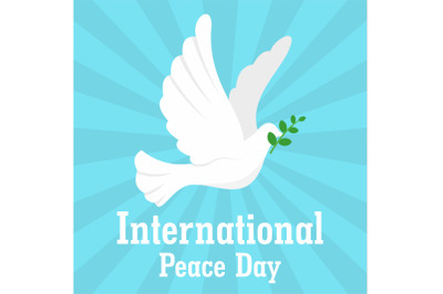 Pigeon international peace day background, flat style