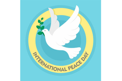 Pigeon olive branch peace background, flat style
