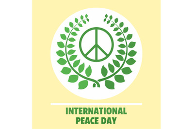 International peace day green background, flat style