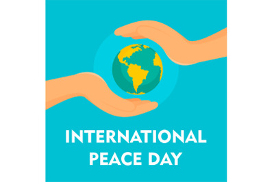 Hands cover earth peace day background, flat style