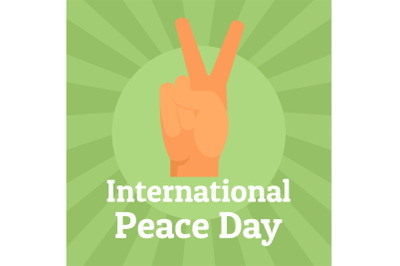 International peace day hand sign background, flat style