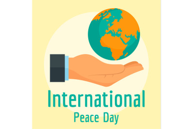 Hand hold the earth peace day background, flat style