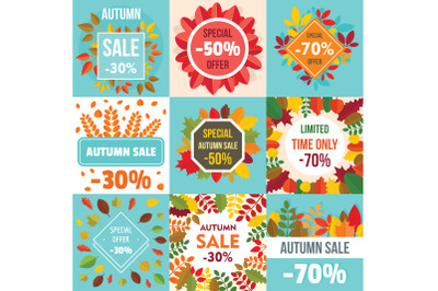 Autumn sale fall season concept set, flat style
