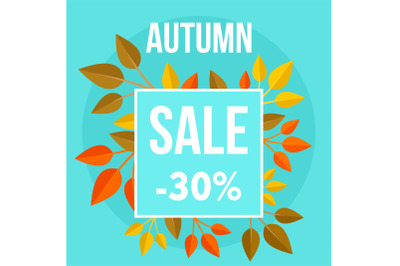 Autumn sale market blue background, flat style