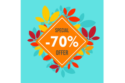 Final autumn offer sale background, flat style