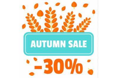 Autumn sale offer leaves background, flat style