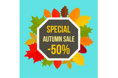 Special colorful autumn sale background, flat style