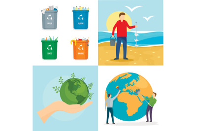 Clean world day banner concept set, flat style