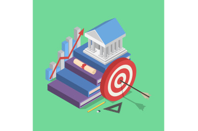Literacy Day book banner concept, isometric style