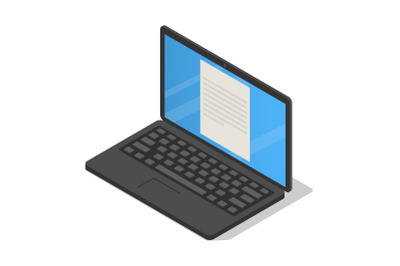 Modern black school laptop icon, isometric style