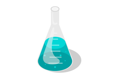 Chemistry glass transparent flask icon, isometric style