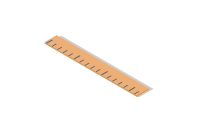 Wood school ruler cm icon, isometric style
