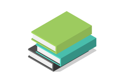 Pack of books on table icon, isometric style