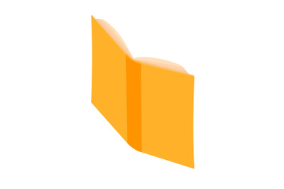 Open orange school book icon, isometric style