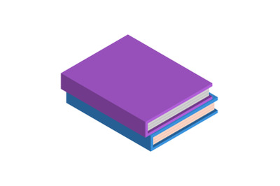 Stack of school book icon, isometric style