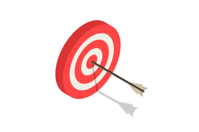 Red white arch target icon, isometric style