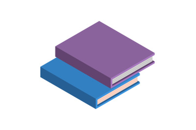 Stack of school books icon, isometric style