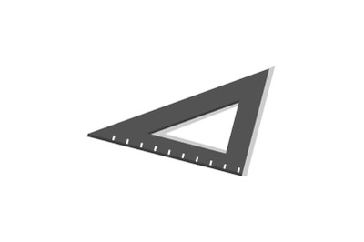 Black angle school ruler icon, isometric style