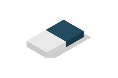 Double part school eraser icon, isometric style