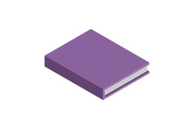 Violet school kid book icon, isometric style