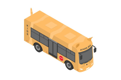 Cat school bus icon, isometric style