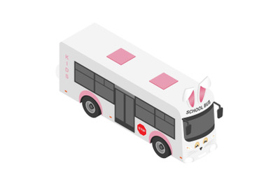 Rabbit school bus icon, isometric style